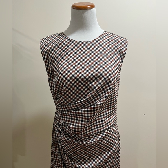 MM Lafleur Windowpane Sharkskin Print Sleeveless Jeannine Dress Sz. 12 - Picture 3 of 6